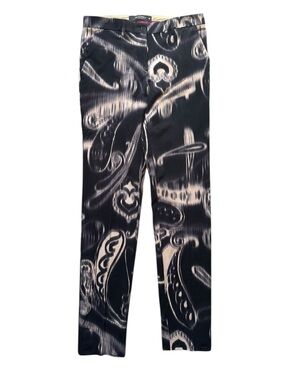 Etro Black Pants With Cream Paisley Pattern Pants Size 40 US Size 4 Luxury